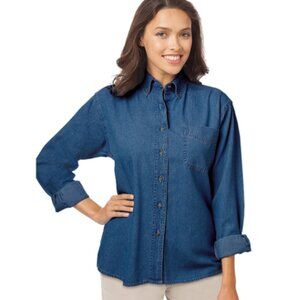 Blue Generation Ladies Long Sleeve Denim Shirt Size 2XL Color: Vintage Blue. New